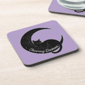 Black Cat on the Crescent Moon: Charm of Darkness Bier Onderzetter (Linkerzijde)