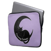 Black Cat on the Crescent Moon: Charm of Darkness  Laptop Sleeve (Voorkant Links)
