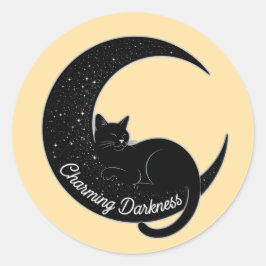 Black Cat on the Crescent Moon: Charm of Darkness Ronde Sticker