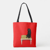 Black cat on the stool tote bag (Achterkant)