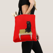 Black cat on the stool tote bag (Dichtbij)