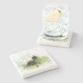 Black Cat op Grass Stone Onderzetter (Zijkant)