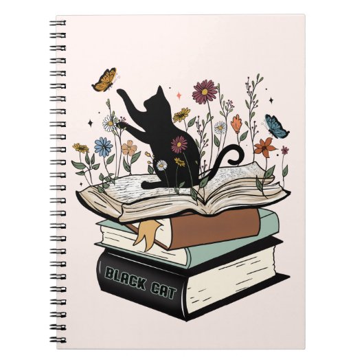 Black Cat op het boek Funny Cat Notitieboek (Voorkant)
