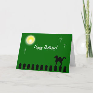 Black Cat op Picket Fence Funny Custom Birthday Kaart