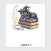 Black Cat op Spell Books Classic T-shirt Sticker (Vel)