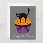 Black cat oranje Halloween-thema Briefkaart (Voorkant / Achterkant)