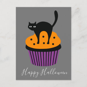 Black cat oranje Halloween-thema Briefkaart