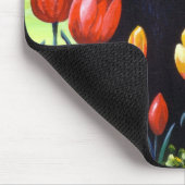 Black Cat Original Tulips Flowers Creationarts Muismat (Hoek)