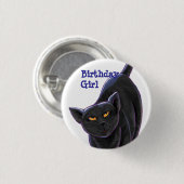 Black Cat Party Center Ronde Button 3,2 Cm (Voorkant /achterkant)