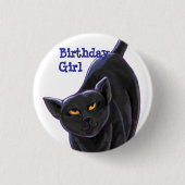 Black Cat Party Center Ronde Button 3,2 Cm (Voorkant)