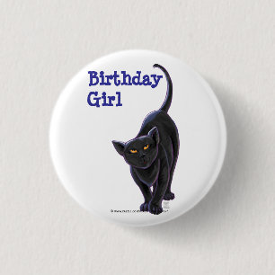 Black Cat Party Center Ronde Button 3,2 Cm