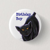 Black Cat Party Center Ronde Button 3,2 Cm (Voorkant)