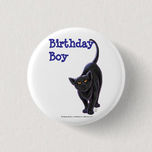 Black Cat Party Center Ronde Button 3,2 Cm