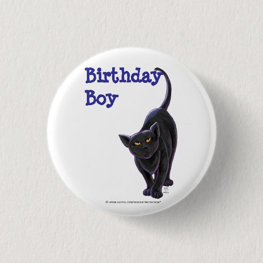 Black Cat Party Center Ronde Button 3,2 Cm (Voorkant)