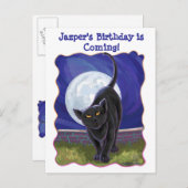 Black Cat Party Center Uitnodiging Briefkaart (Voorkant / Achterkant)