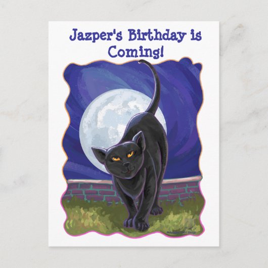 Black Cat Party Center Uitnodiging Briefkaart (Voorkant)