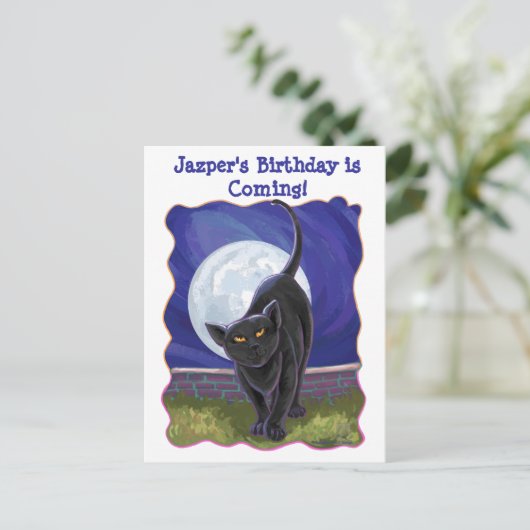 Black Cat Party Center Uitnodiging Briefkaart (Staand voorkant)
