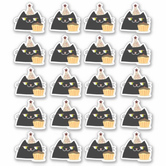 Black Cat Party Sticker (Voorkant)