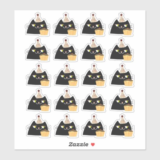 Black Cat Party Sticker (Vel)