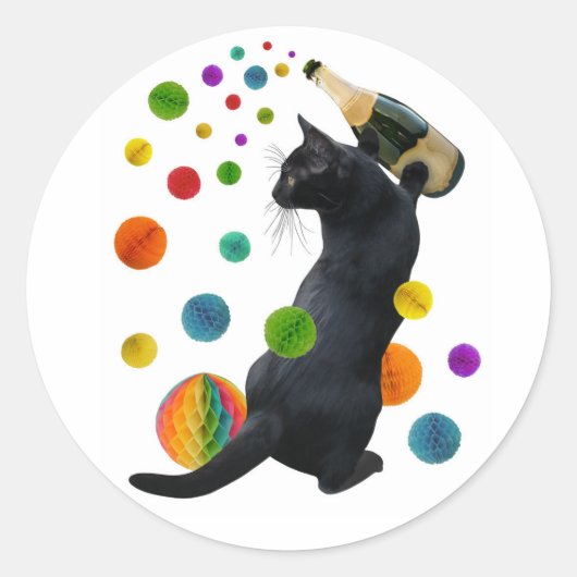 Black Cat Party Stickers (Voorkant)
