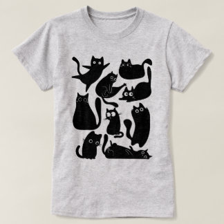 Black cat party t-shirt