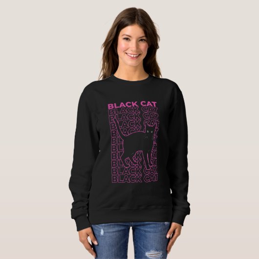 Black Cat Pastel Aesthetic Trui (Voorkant volledig)