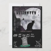 Black Cat Pastel Halloween heksen Party Invit Feestdagenkaart (Voorkant)