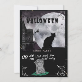 Black Cat Pastel Halloween heksen Party Invit Feestdagenkaart