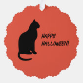 Black Cat Patchwork Pompoen Happy Halloween Schatt Ornament Kaart (Achterkant)