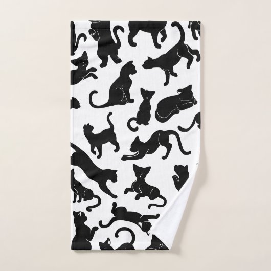 Black Cat Pattern Bad Handdoek (Handdoek)