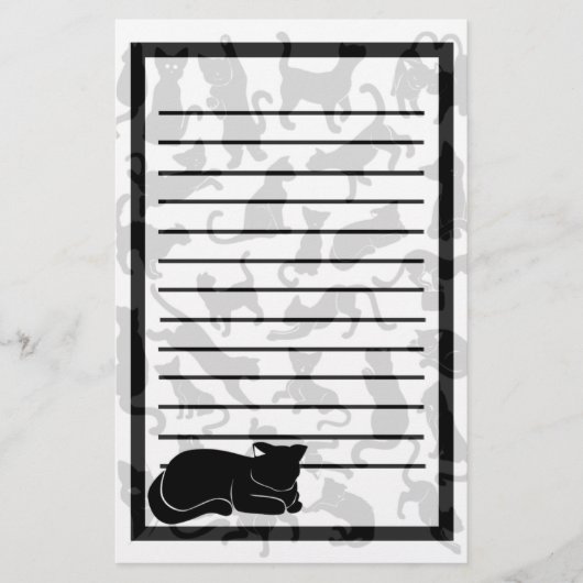 Black Cat Pattern Briefpapier (Voorkant)