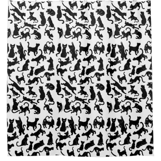Black Cat Pattern Douchegordijn (Voorkant)