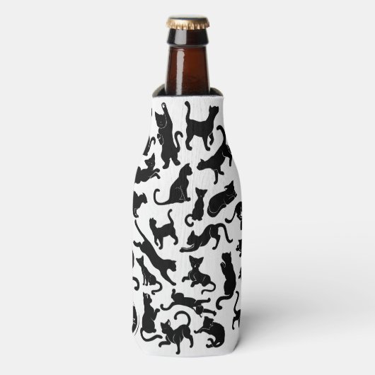 Black Cat Pattern Flesjeskoeler (Fles Voorkant)