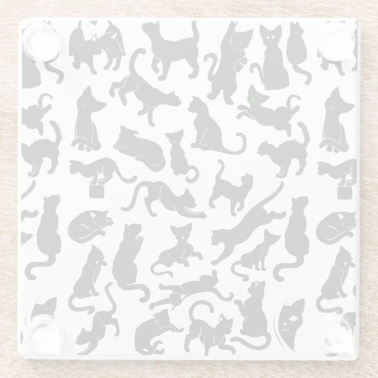 Black Cat Pattern Glazen Onderzetter (Achterkant)