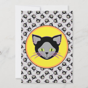 Black Cat Pattern Halloween Kaart