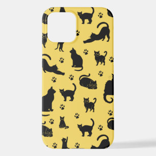 Black Cat Pattern iPhone 12 Hoesje