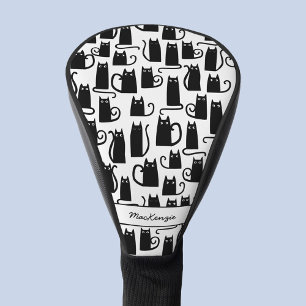 Black Cat Pattern Name Golf Head Hoesje Golfheadcover