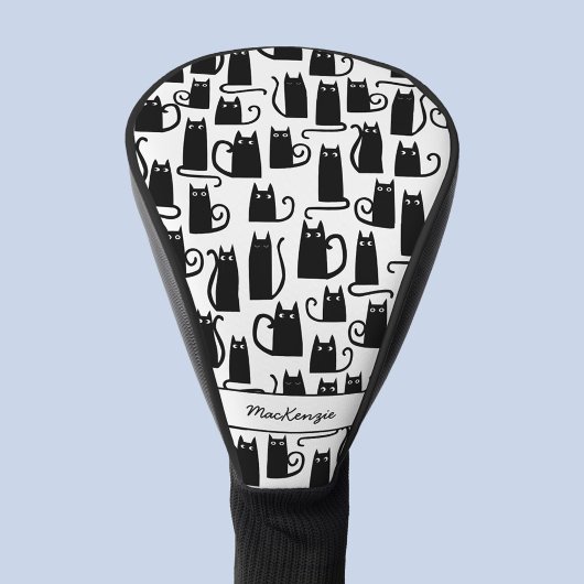 Black Cat Pattern Name Golf Head Hoesje Golfheadcover