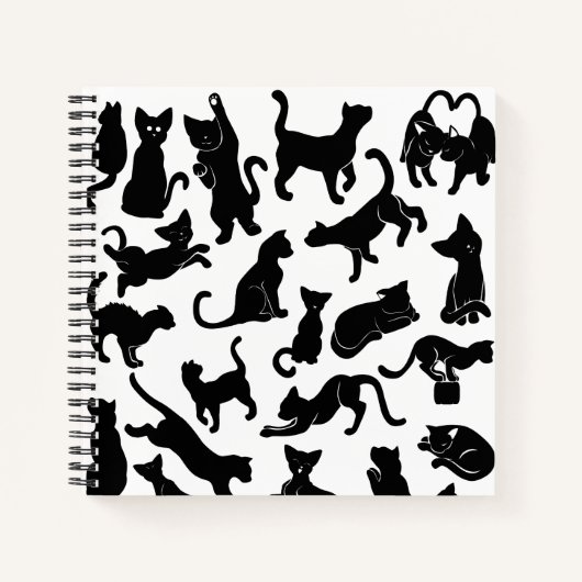 Black Cat Pattern Notitieboek (Voorkant)