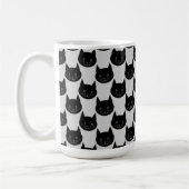 Black Cat Pattern op Light Grey. Koffiemok (Links)