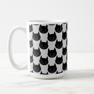 Black Cat Pattern op Light Grey. Koffiemok