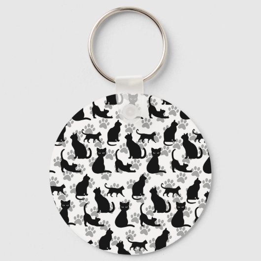 Black Cat Pattern Sleutelhanger (Voorkant)