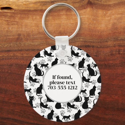 Black Cat Pattern Sleutelhanger (Achterkant)