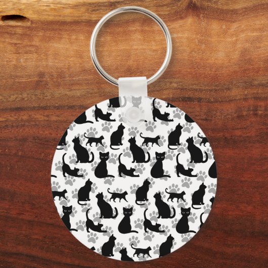 Black Cat Pattern Sleutelhanger (Voorkant)