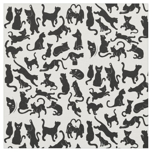 Black Cat Pattern Stof (Close Up)