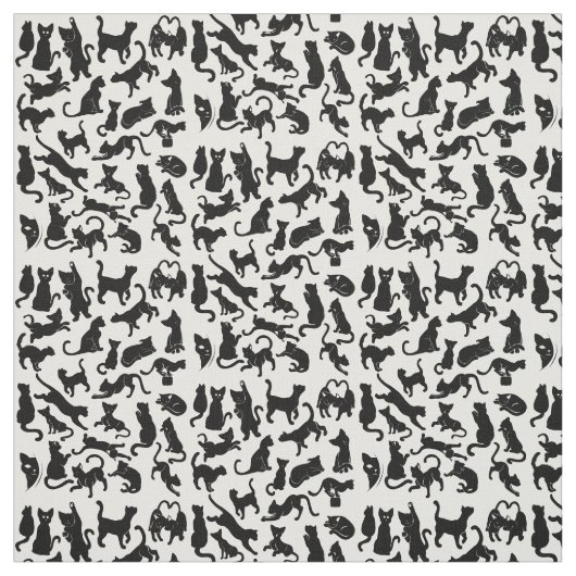 Black Cat Pattern Stof (Swatch)