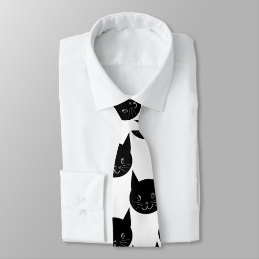 Black Cat Pattern Stropdas (Gebonden)