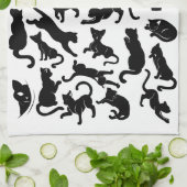 Black Cat Pattern Theedoek (Gevouwen)