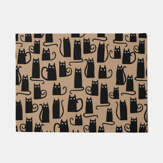 Black Cat Pattern Welkom Deurmat (Voorkant)