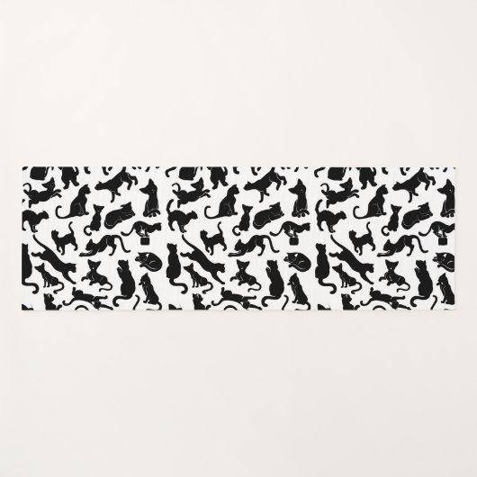 Black Cat Pattern Yogamat (Voorkant (horizontaal))